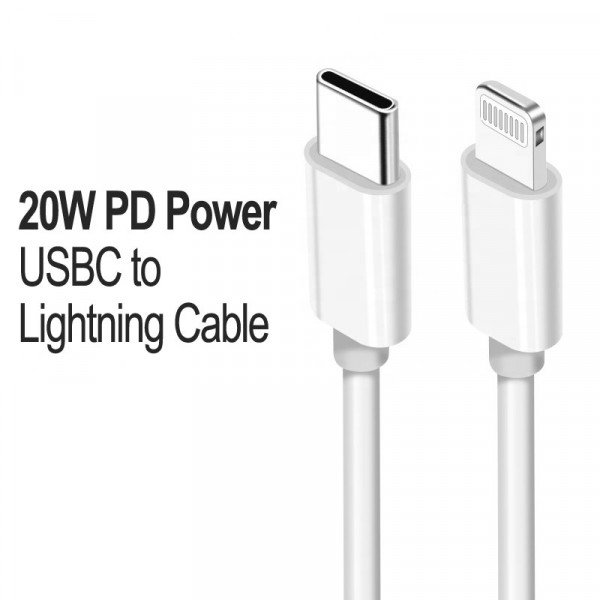 Wholesale IP Lighting 20W PD Fast Charging USB-C to IP Lighting USB Cable 3FT for iPhone, iDevice 3FT (White)